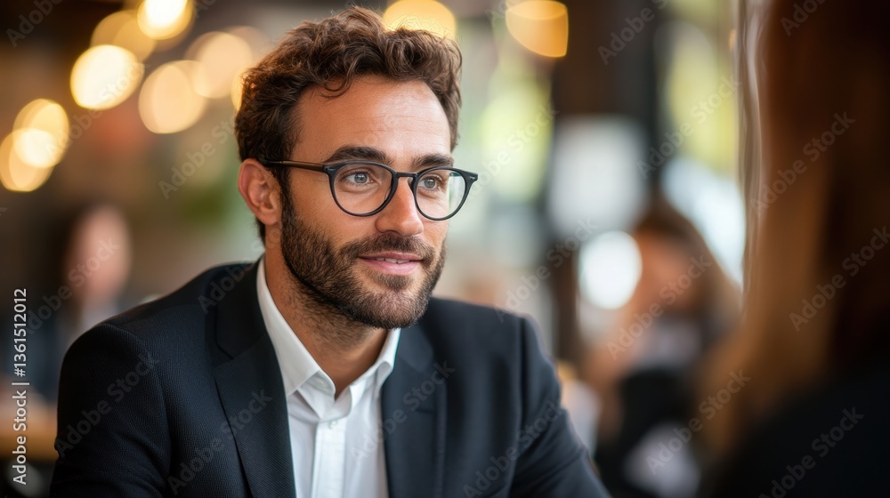 Fototapeta premium A businessman negotiating a deal.