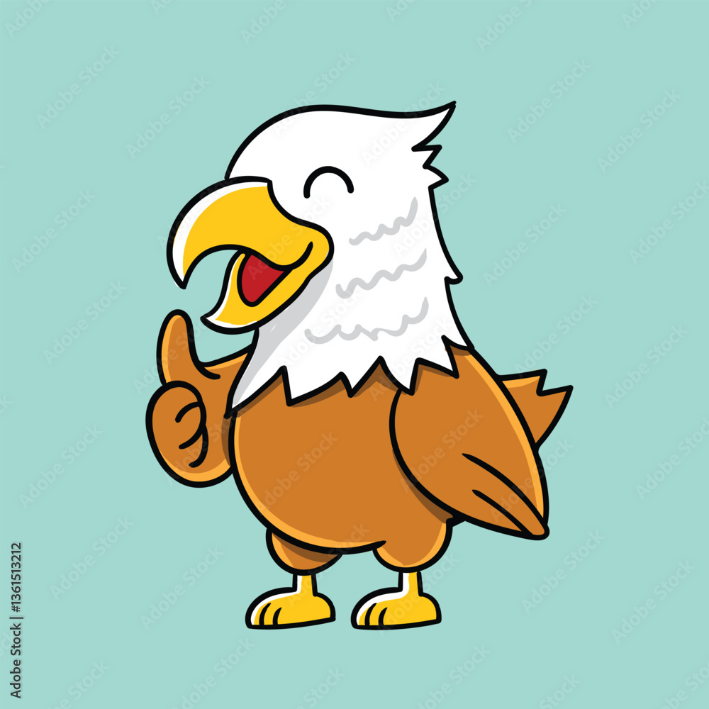 Naklejka premium Cute Eagle Posing with OK Hand Gesture