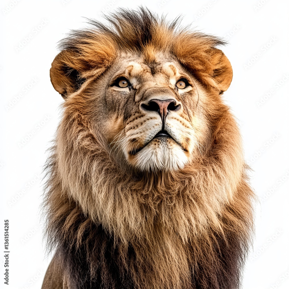 Obraz premium Majestic Lion Portrait, Looking Up with a Powerful Expression
