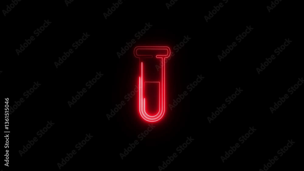 Glowing neon Chemical test tube icon animation. Neon-lit laboratory flask with bubbling liquid. Sci-fi style glowing chemical reaction loop. Glowing neon Chemical test tube icon animation. Neon-lit laboratory flask with bubbling liquid. Sci-fi style glowing chemical reaction loop.