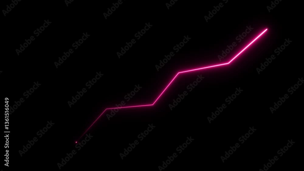 Neon Infographic growing line chart graph - business development competition concept animation. Neon Infographic growing line chart graph - business development competition concept animation.