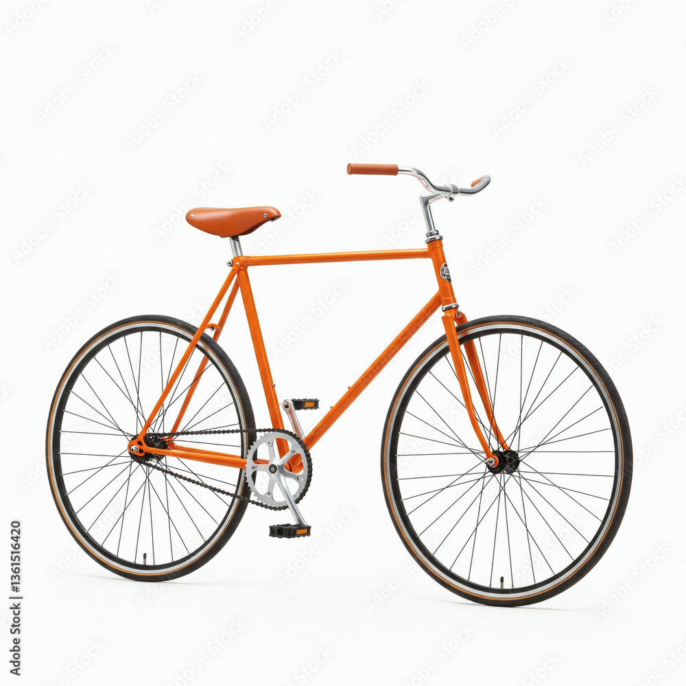 Obraz premium Modern orange bicycle isolated on a white background. 3d rendering.
