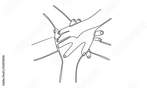 continuous line art of Unity and teamwork concept