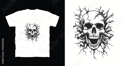 Skull head vector graphic t-shirt design print