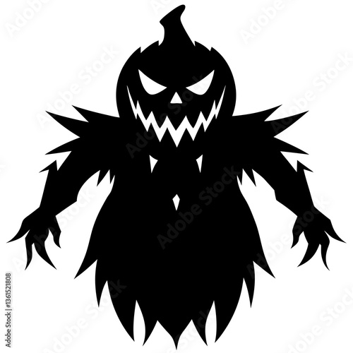 A spooky jack o lantern lantern silhouette vector illustration