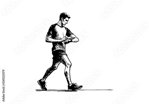 Marathon Runner hand drawn sketch vector illustration