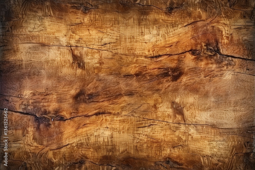 Naklejka premium A textured wooden surface with rich, warm tones and intricate grain patterns, showcasing the beauty of natural wood.
