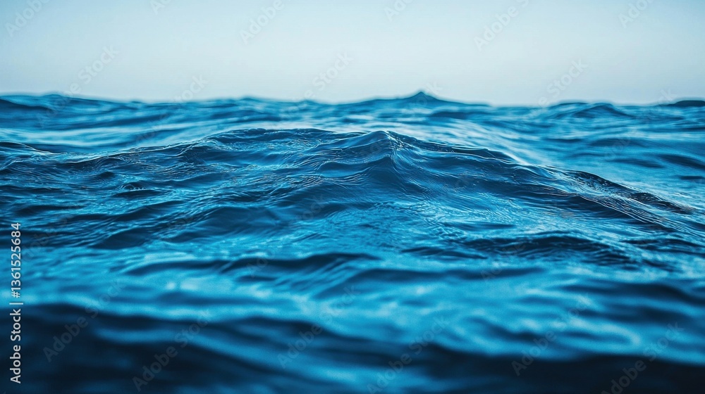 The blue ocean water gently rolling with subtle waves The blue ocean water gently rolling with subtle waves