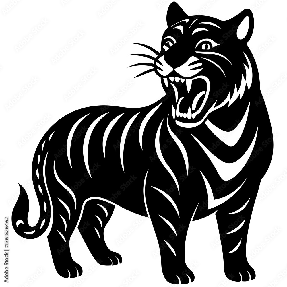 Laughing Tiger silhouette vector illustration Laughing Tiger silhouette vector illustration