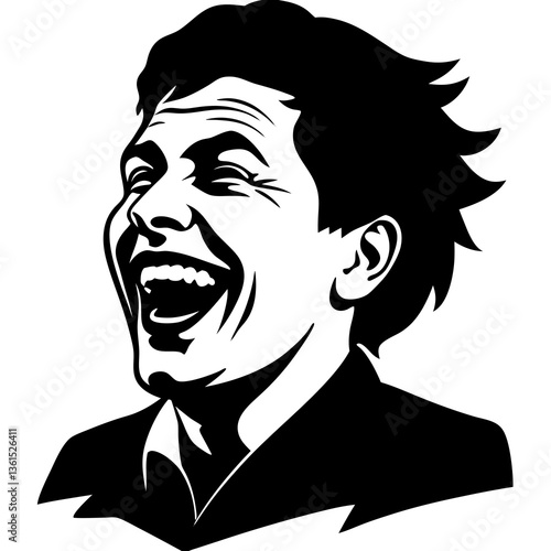 Portrait of a smiling young businessman with black hair in a cartoon style vector illustration