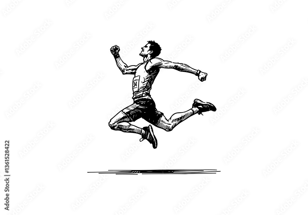 Marathon Runner hand drawn sketch vector illustration Marathon Runner hand drawn sketch vector illustration