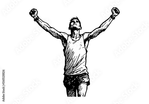 Marathon Runner hand drawn sketch vector illustration