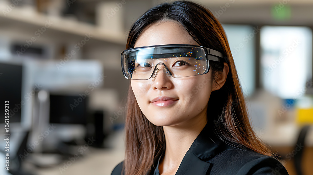 Researcher utilizing ar goggles for interactive analysis of aafe data in a modern laboratory setting Researcher utilizing ar goggles for interactive analysis of aafe data in a modern laboratory setting