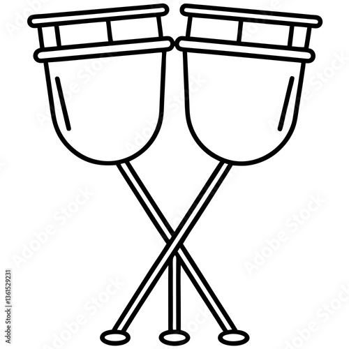 Timpani twin jet line art vector illustration