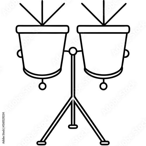 Timpani twin jet line art vector illustration