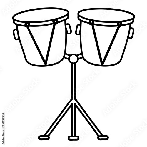Timpani twin jet line art vector illustration