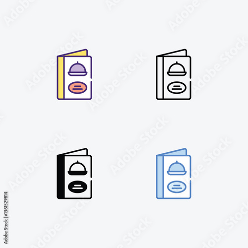 Menu  icons set Line and Glyph black vector icon