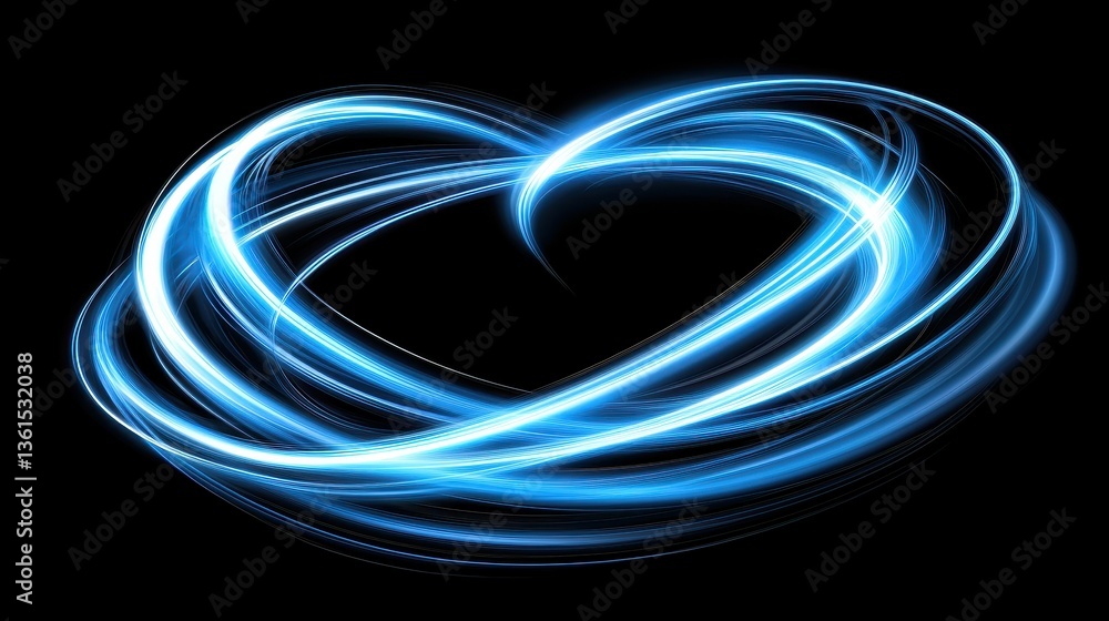 Luminous Blue Light Trails Forming Abstract Heart Shape Over Dark Backdrop Visual Effect Graphic Art Luminous Blue Light Trails Forming Abstract Heart Shape Over Dark Backdrop Visual Effect Graphic Art