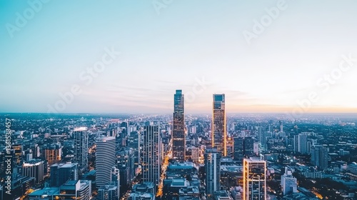 Wallpaper Mural A glowing cityscape at twilight with anime-inspired neon signs and soft bokeh effects, offering a cinematic lo-fi backdrop with ample margins for branding, Torontodigital.ca