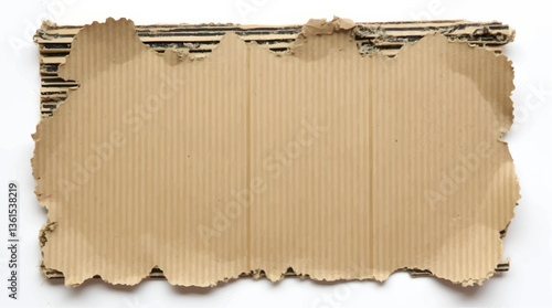 Torn corrugated cardboard with frayed edges (vintage tone)