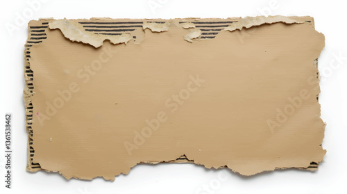 Torn corrugated cardboard with frayed edges (vintage tone)