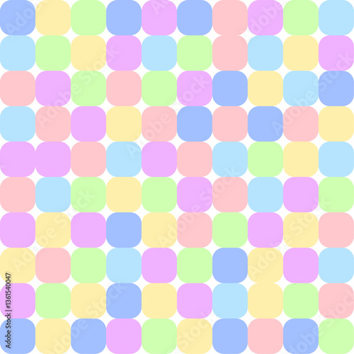 Colorful geometric seamless pattern background, vector abstract square shapes art. Bauhaus pattern colorful trendy bauhaus pattern background. Minimal cover design.