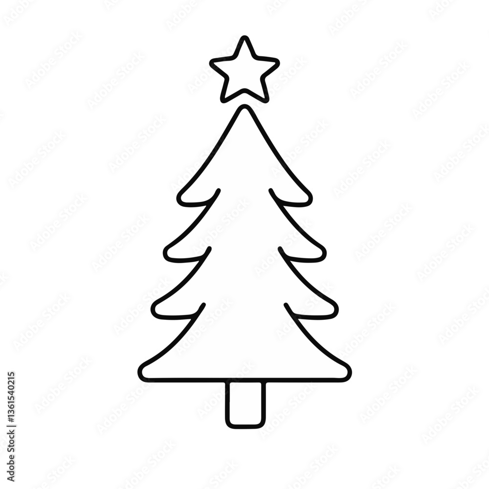 Fototapeta premium Christmas tree icon outline design for festive decorations 