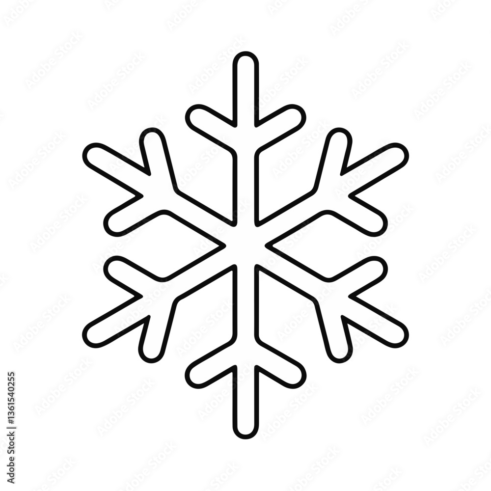 Snowflake vector icon illustration in black outline style Snowflake vector icon illustration in black outline style
