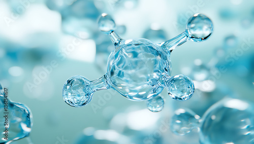 Wallpaper Mural Close up of a water molecule structure with transparent spheres and connections on a blue background Torontodigital.ca