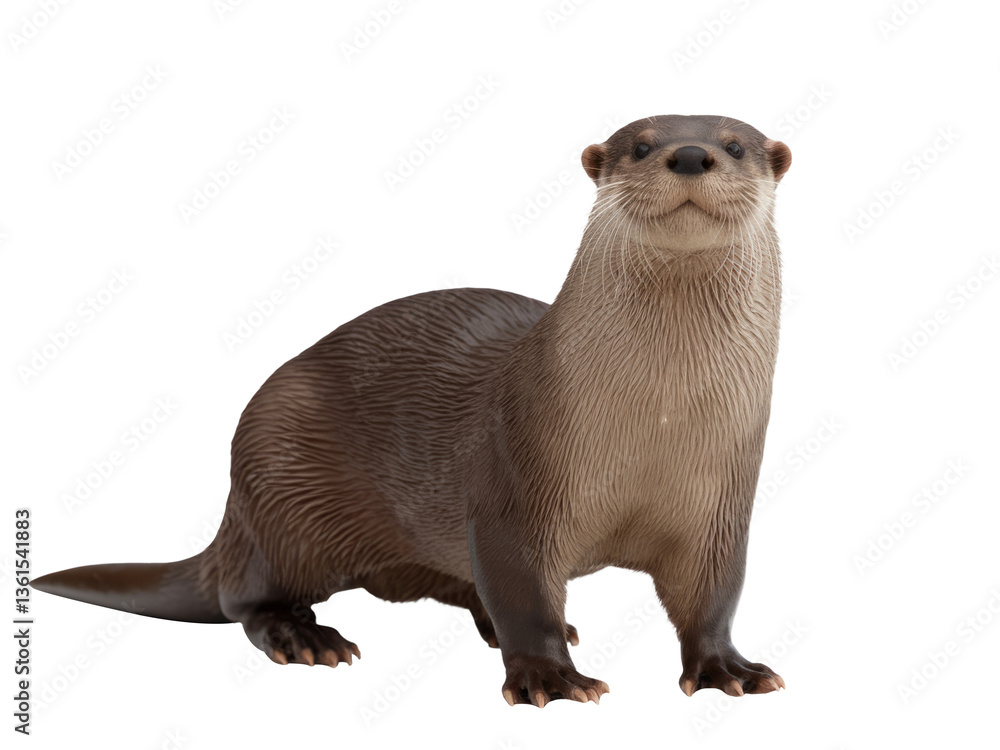 eurasian otter standing isolated on white background eurasian otter standing isolated on white background