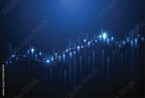 Business candle stick graph chart of stock market investment trading on white background design. Bullish point, Trend of graph. Vector illustration