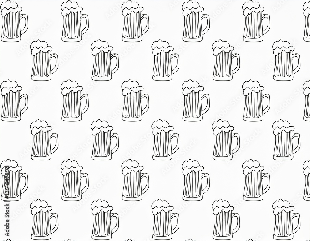 手描き風ジョッキにはいったビール 手描き風ジョッキにはいったビール