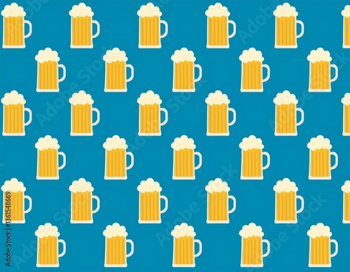 ジョッキにはいったビールのレトロなパターンイラスト