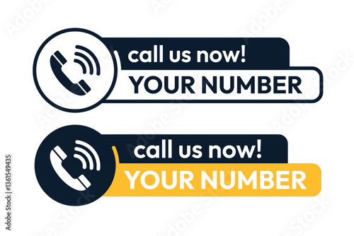 Call us now button, banner, icon, symbol, logo. Contact icons set.
