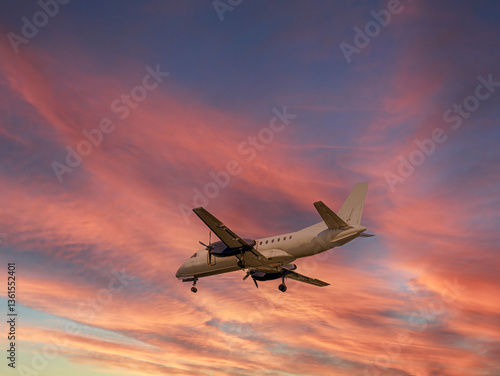Saab 340A Flys Off Into Sunset
