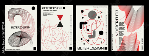 Swiss Style. Artworks, posters inspired postmodern of vector abstract dynamic symbols with bold geometric shapes, useful for web background, art design, magazine front page, cover artwork.