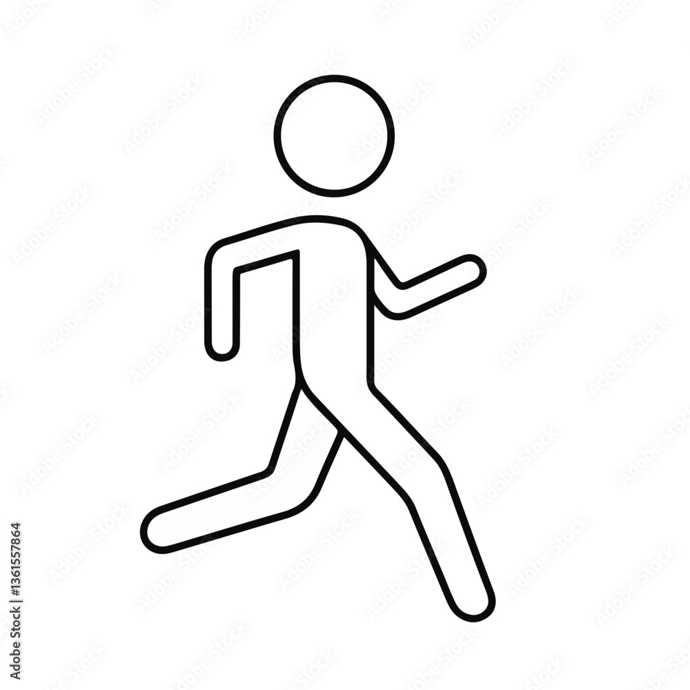 Running stick figure icon in minimalist style Running stick figure icon in minimalist style