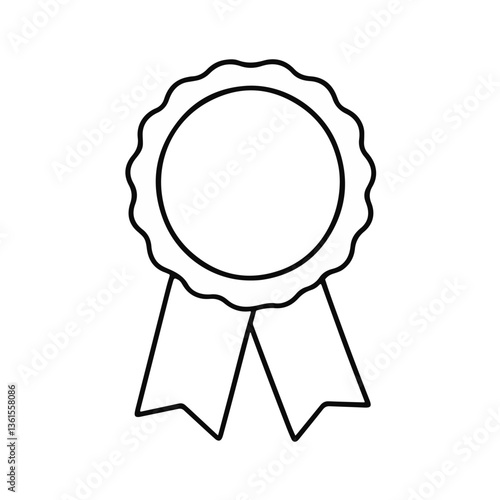 Outline vector award badge design with ribbons  