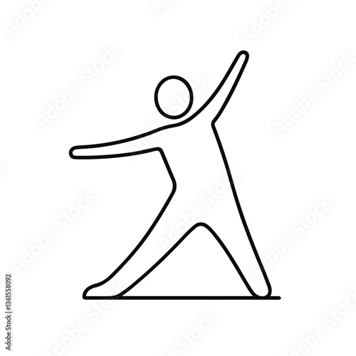 Simple vector icon of a person stretching in a dynamic pose  
