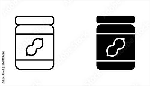 peanut butter icon set, peanut butter jar glass icons vector illustration on white background