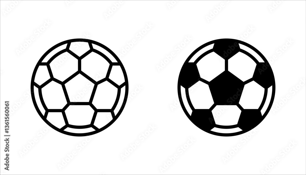 Obraz premium occer ball icon set, football signs, line soccer sport ball, vector illustration on white background