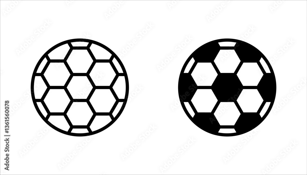 Fototapeta premium occer ball icon set, football signs, line soccer sport ball, vector illustration on white background