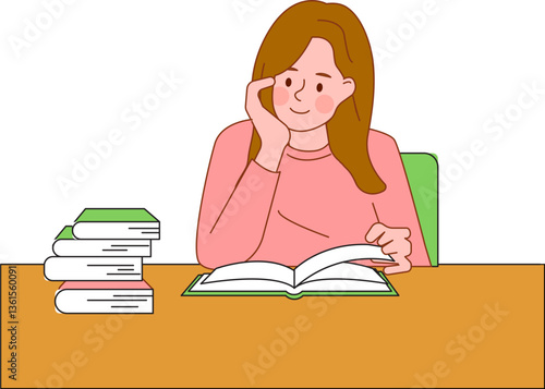a woman with books
