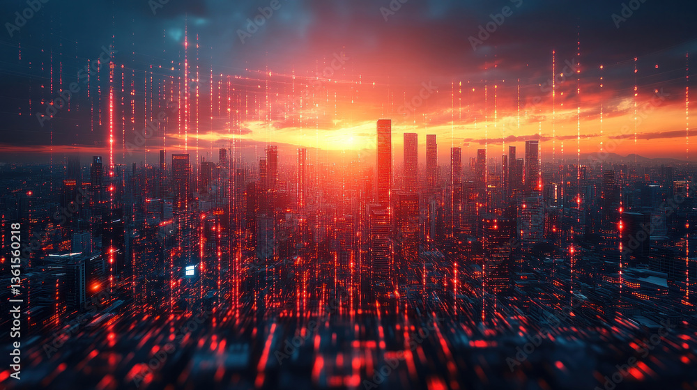 Fototapeta premium AI-generated economic research papers, machine learning forecasting financial market trends for policy-making