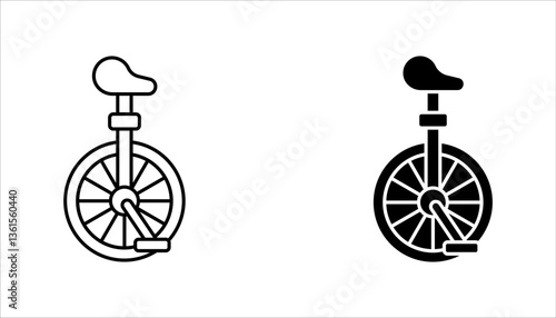 Unicycle icon set, Monocycle icon, juggler cycle thin line vector illustration on white background