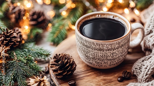 a cup of coffee on the wood table
