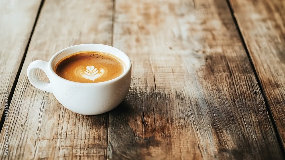 Obraz premium a cup of coffee on the wood table