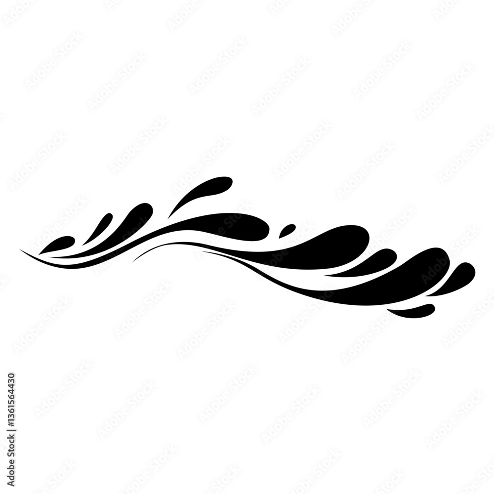 Abstract Liquid Water Splash Divider Silhouette Abstract Liquid Water Splash Divider Silhouette