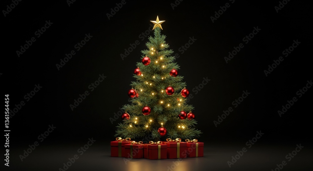 Fototapeta premium Stylish Christmas tree with gifts.