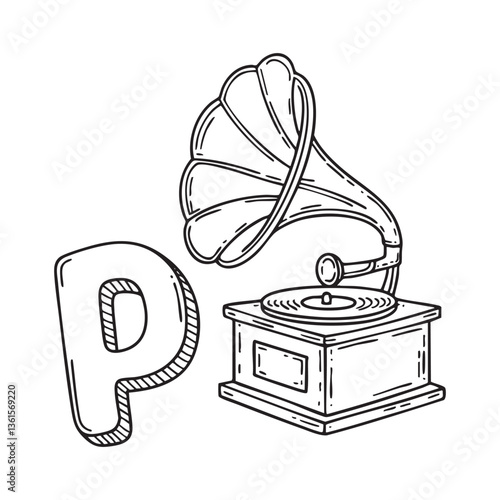 An illustration of letter P stand for phonograph